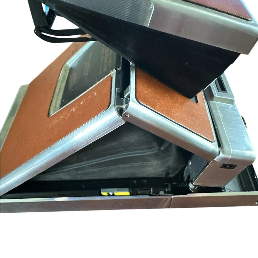 Polaroid SX-70 Land Camera Silver and Brown Film Camera with Classic Design